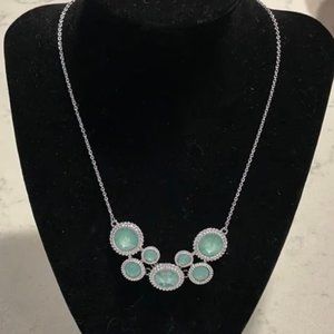 Beautiful Green Sage Stone Necklace Touchstone Crystal by Swarovski